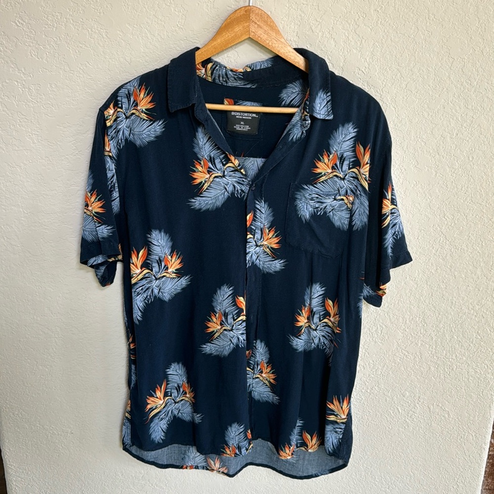 Men's Navy Hawaiian Tropical Shirt